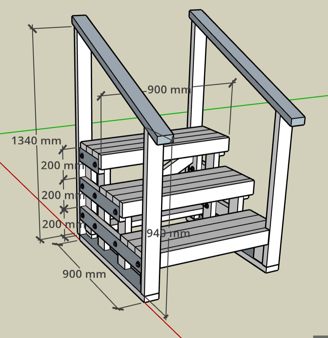 図23: デッキ階段全体の寸法図