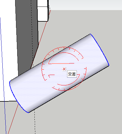 図7: このときも分度器を赤軸に固定する