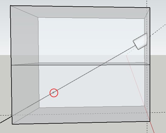 図18: 下段の2x4材の中程の赤丸にガイドポイントがある
