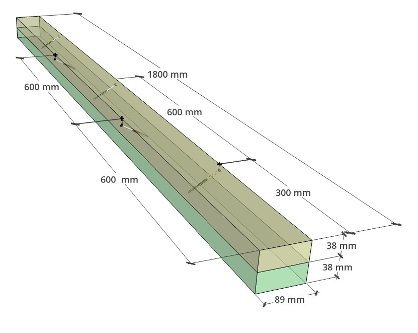 図7: 手すり板のビス止め図面（X線モード）