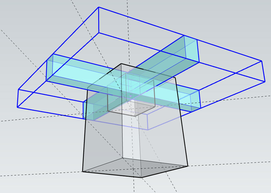 図8: 十字型と四角錐台の合体
