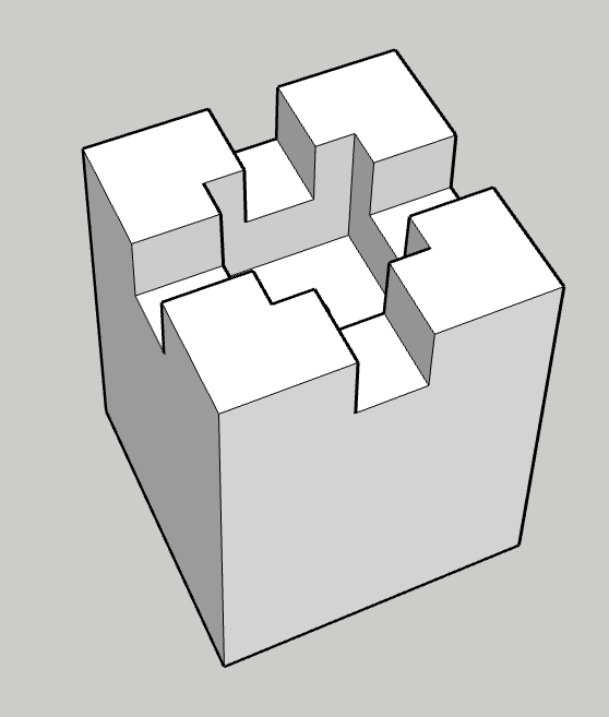 図10: 完成した2x4沓石90角の3Dモデル
