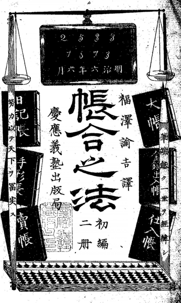 図1:  「帳合之法」福澤諭吉（1873）表紙